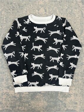 Winter Water Factory Organic Cotton Sweatshirt - Size 10- Black with white cats